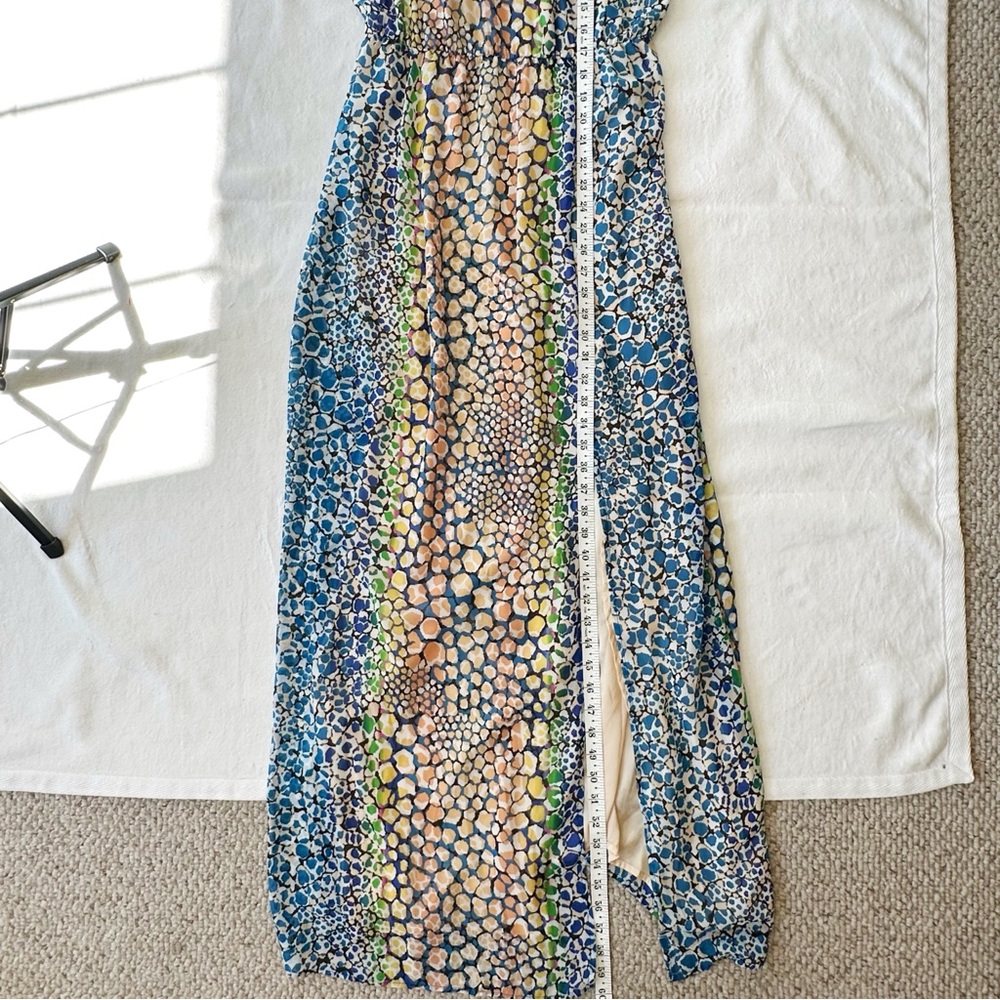 Charlie Jade Beaded Halter Neck Blue Green Colorful Party Maxi Dress, size M - Picture 12 of 16